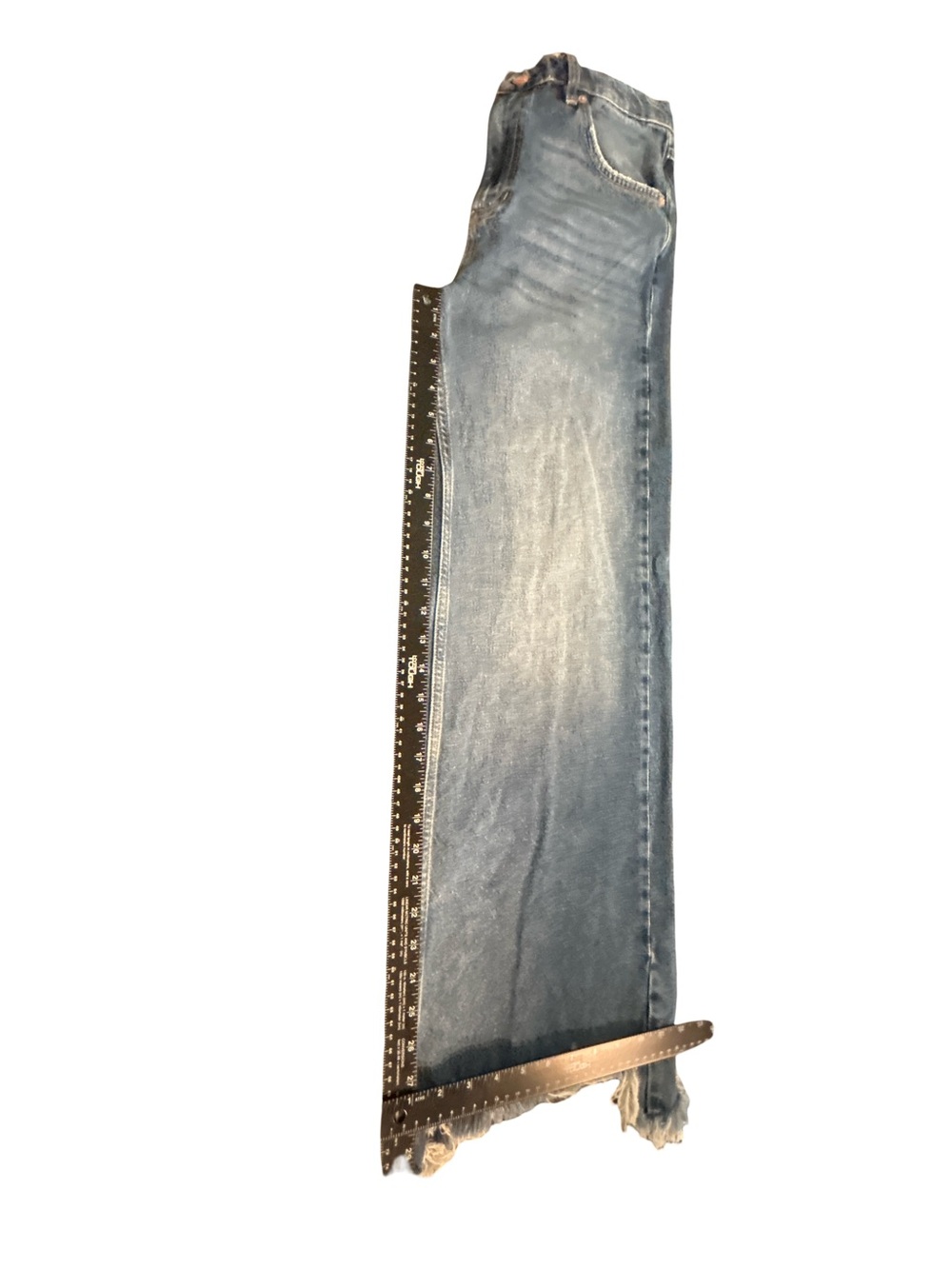 We The Free People Wide Leg Boho Grunge Distressed Raw Hem Jeans Blue Size 29 - Picture 8 of 8